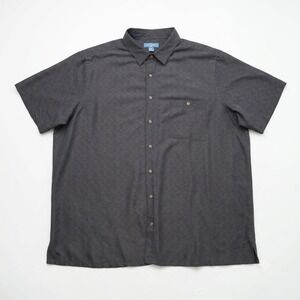 Campia Mens 2XL Charcoal Grey Tonal Geometric Short Sleeve Button Up Shirt‎ Top
